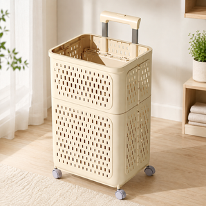 Foldable Rolling Laundry Storage Basket with Wheels
