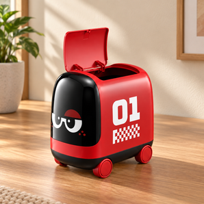Cartoon Style Rolling Storage Bin with Push-Open Lid