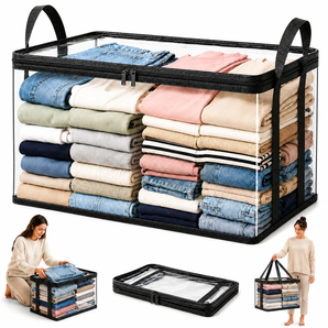 Foldable Transparent Storage Bags with Handles